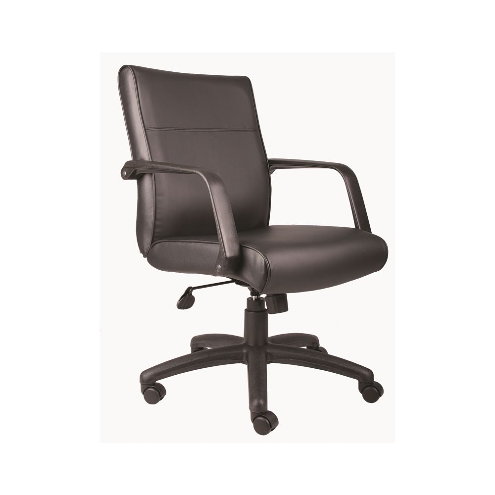 Boss Mid Back Executive Chair in LeatherPlus, Black